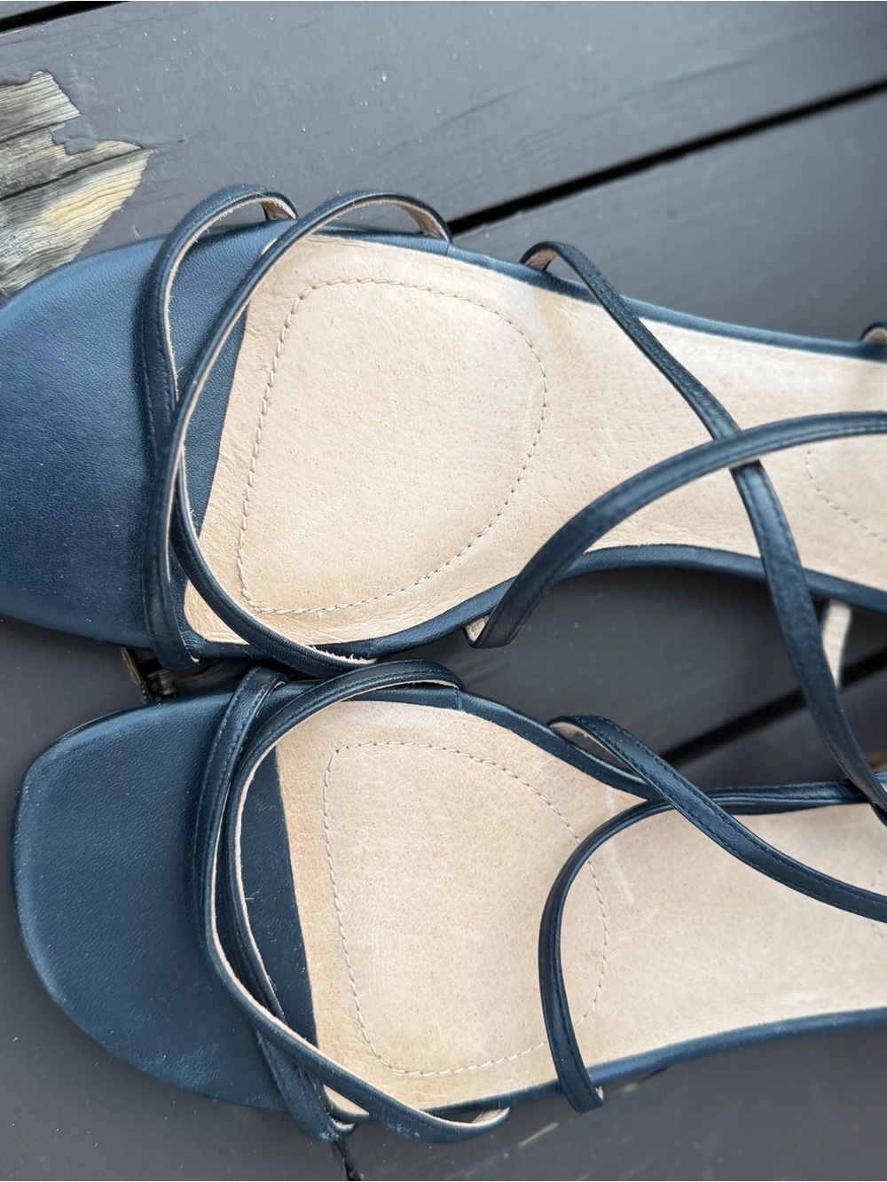 J. Jill Navy Strappy Square-Toe Sandals